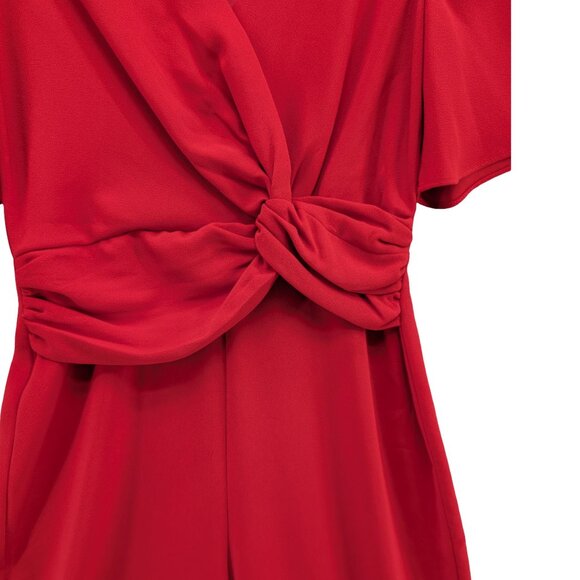 Harlyn Twist Front Jumpsuit Womens Solid Red Short Sleeve Wide Leg Size S - Picture 12 of 13